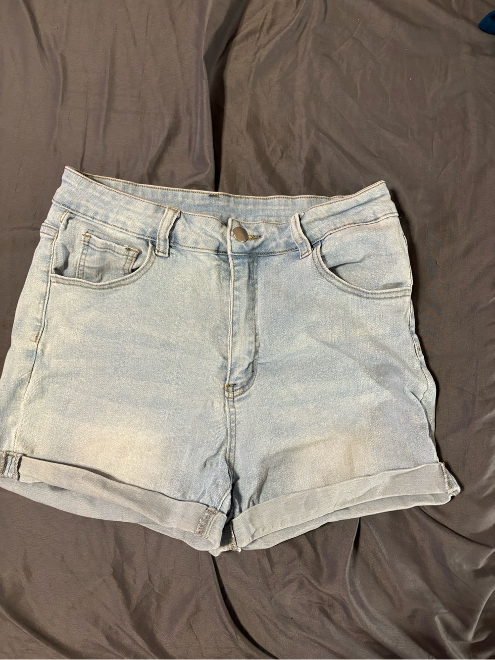 SHEIN Light Wash Denim Jean Shorts Cuffed High Rise Size 31 (XL)